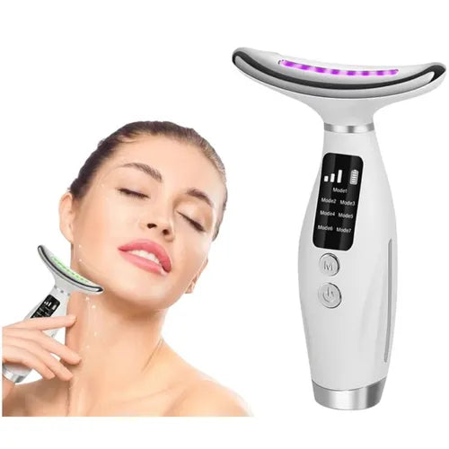 Dispositivo de masaje facial y cuello con luz LED